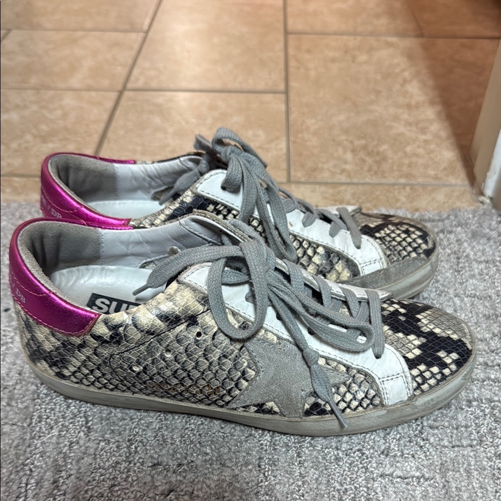 Golden Goose Women's Snakeskin Sneakers with Pink Accents - Picture 4 of 6